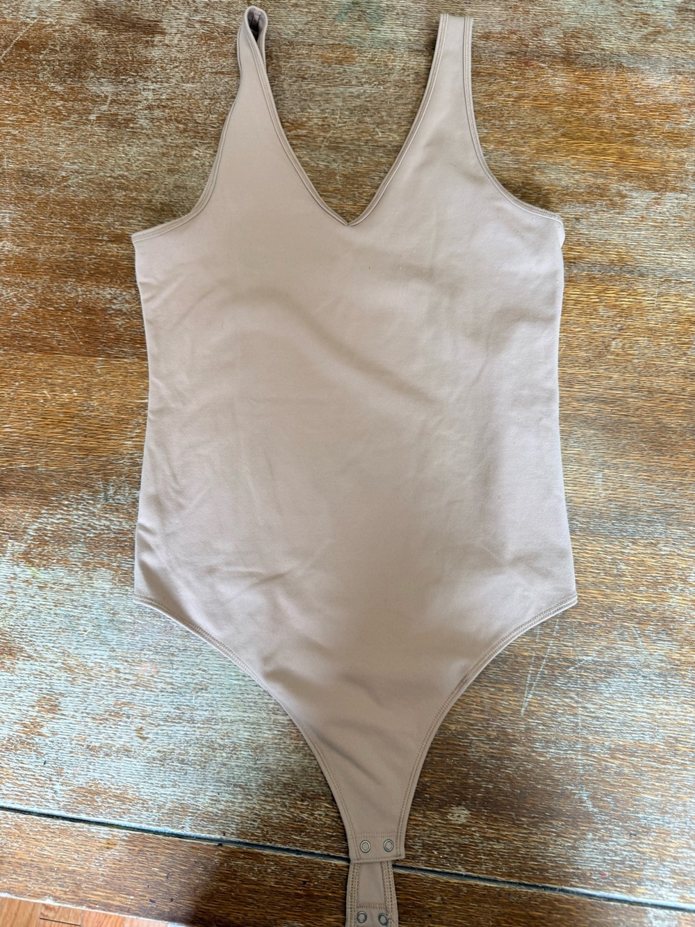 Abercrombie & Fitch Tan V-Neck One-Piece Bodysuit